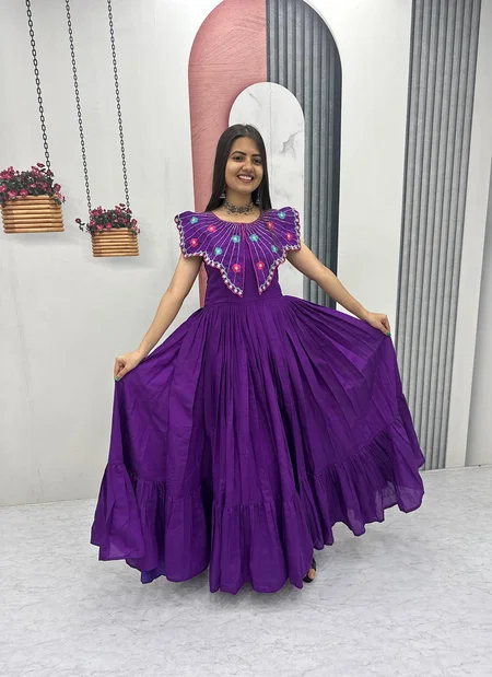 Pc 571 Roman Heavy Embroidery Work Gown Bulk Orders In India